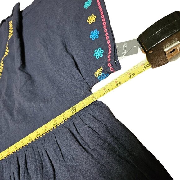 Lane Bryant Embroidered Floral Empire Waist Top Boho Peasant Womens 28P Navy NWT - Picture 9 of 11